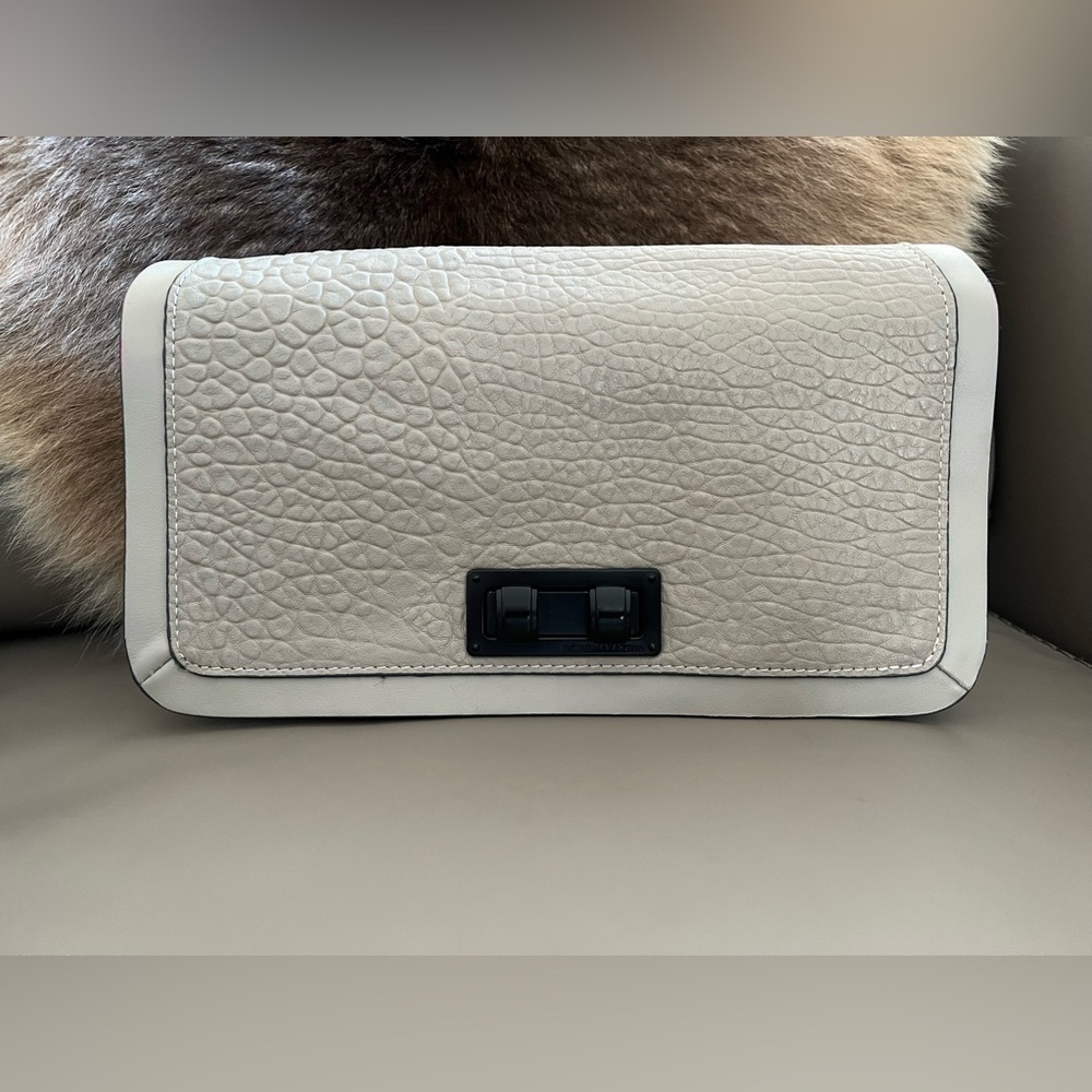 BCBGMaxAzria “Sophia” Textured Gray Leather Clutch